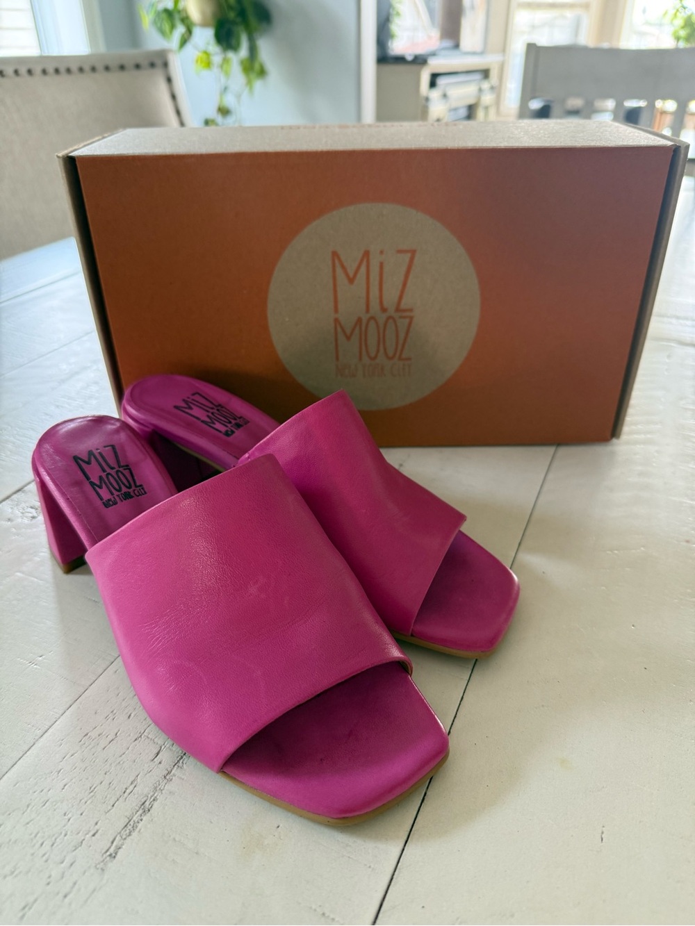 Miz Mooz Hot Pink Leather Slide Mules
